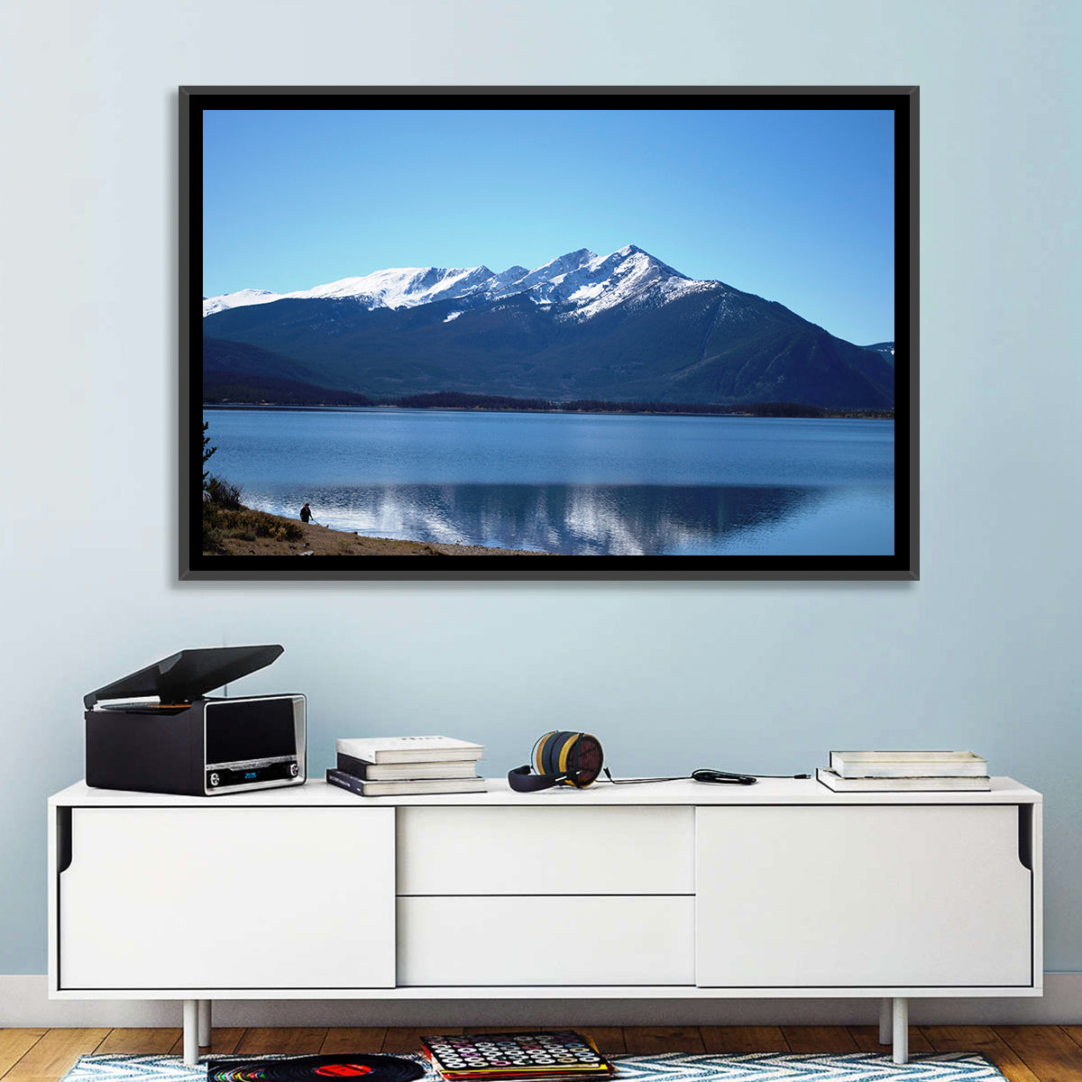 Lake Dillon Reflection Wall Art in a room, landscape