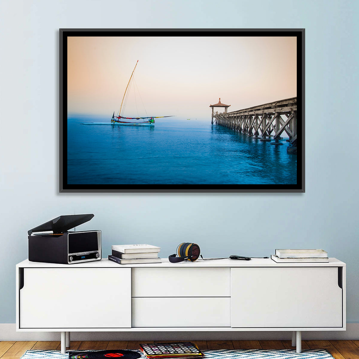 Outrigger Boat and Pier Wall Art