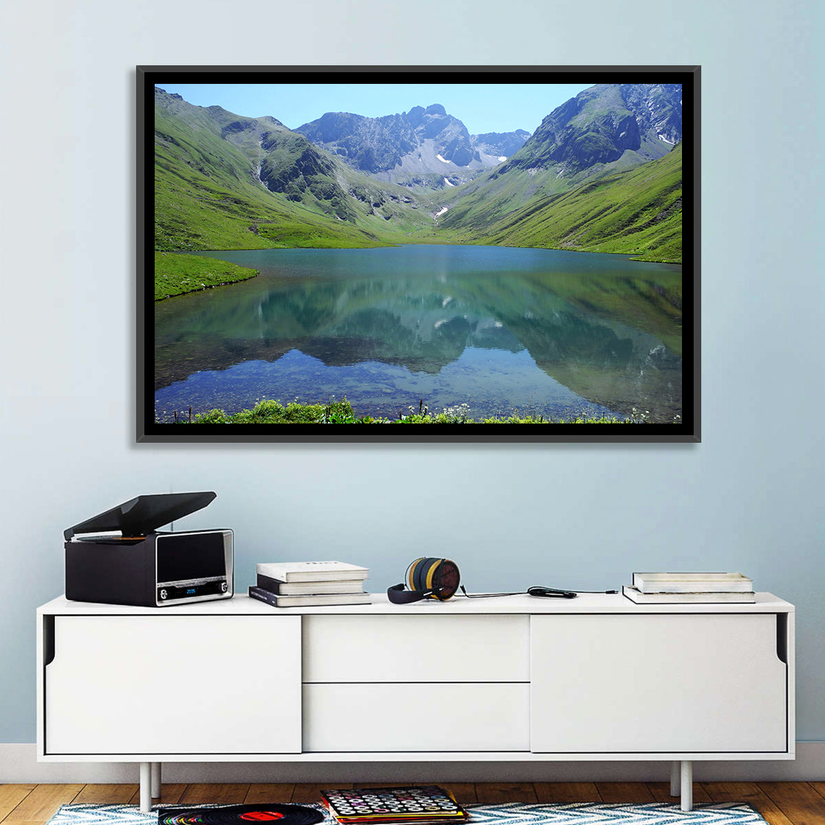 Urup Lake Reflection Wall Art in a room, landscape