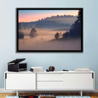 Misty Sunrise Forest Wall Art