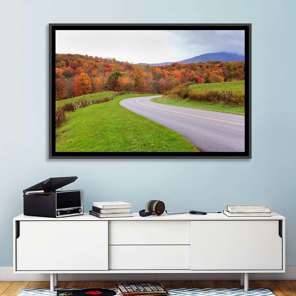 Curving Road Through Autumn Meadow Wall Art
