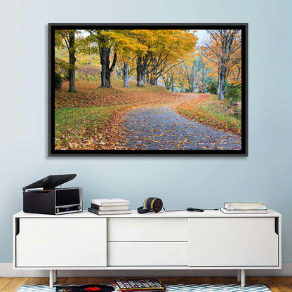 Autumn Leaves on Road Wall Art