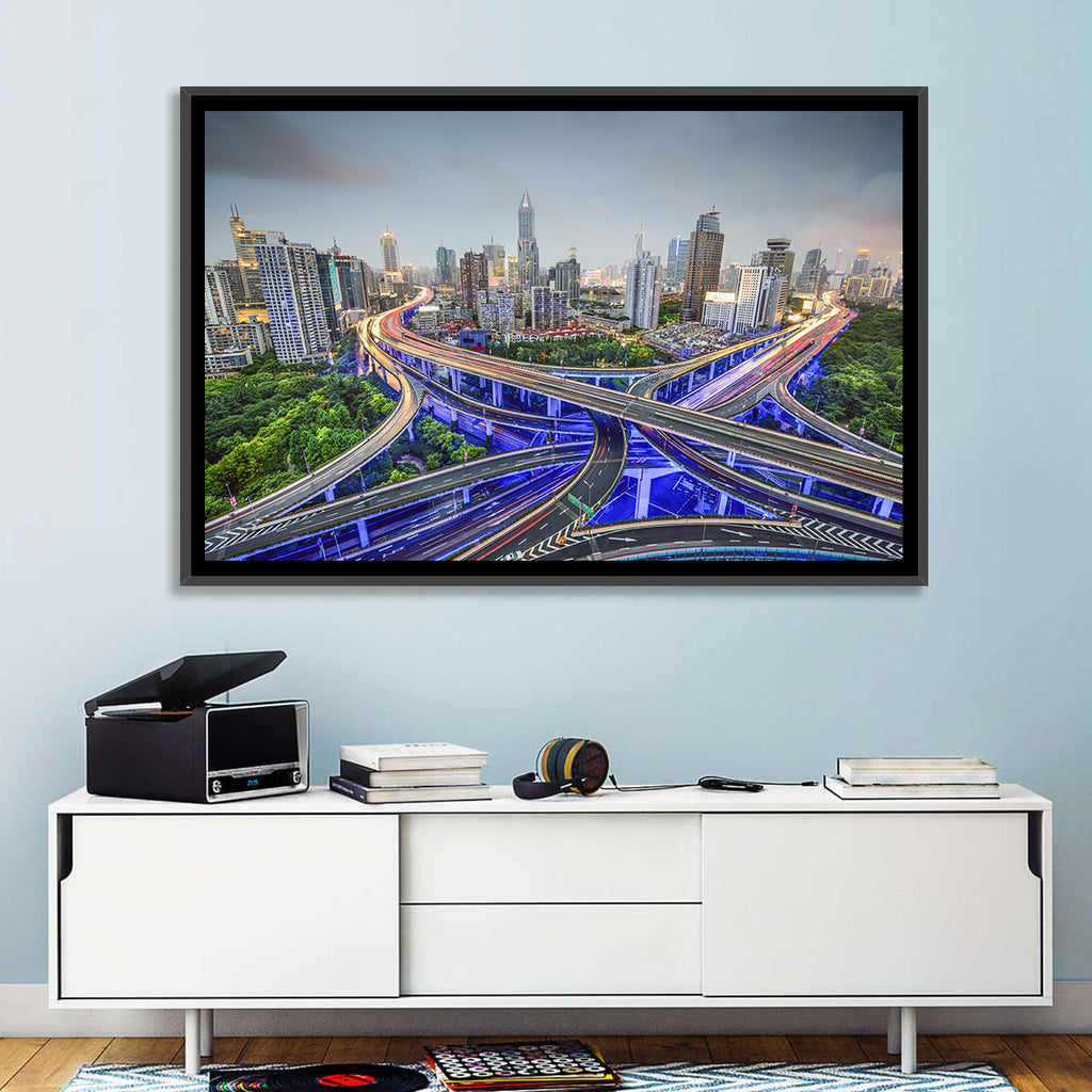 Shanghai Dusk Interchange Cityscape Wall Art