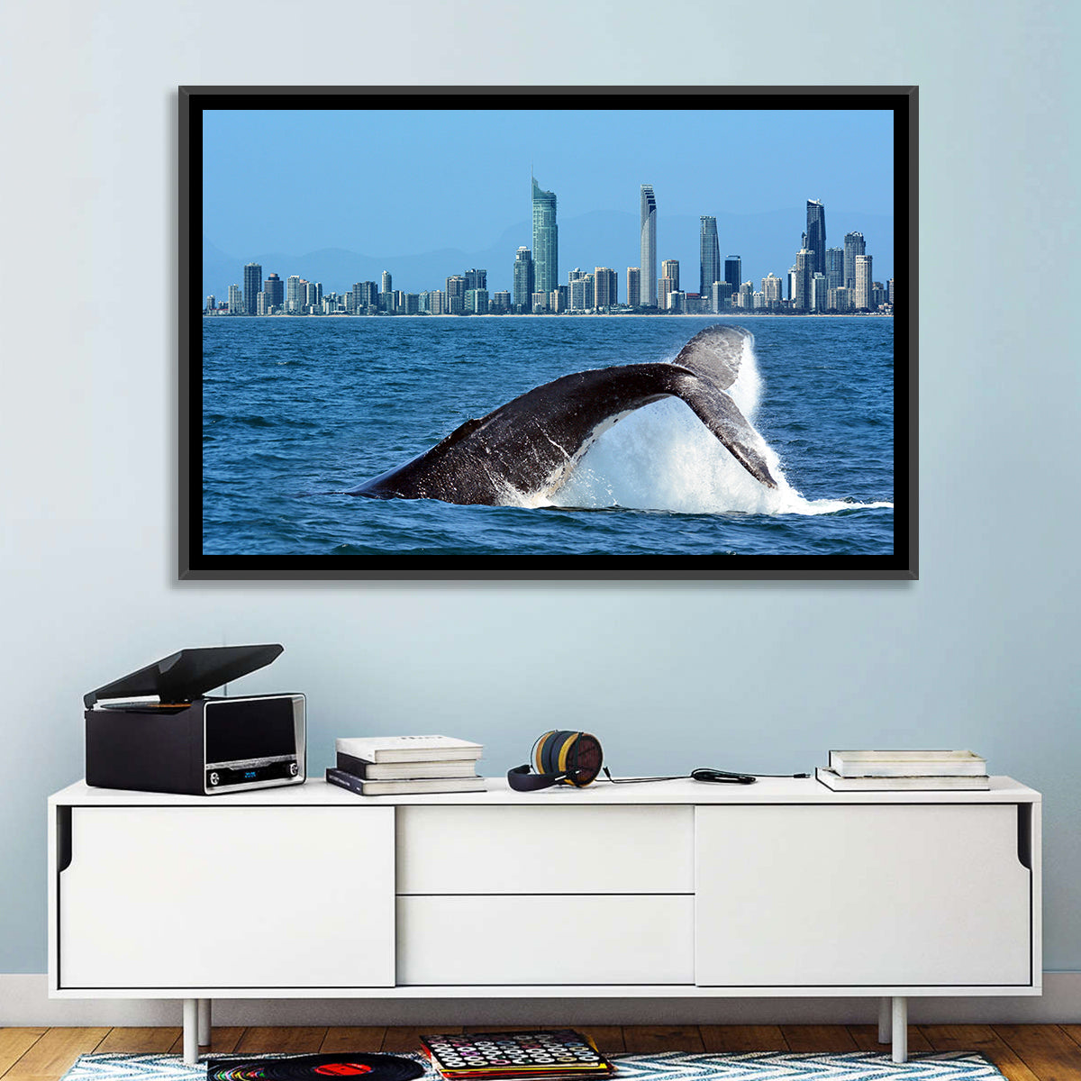 Whale and Skyline Wall Art