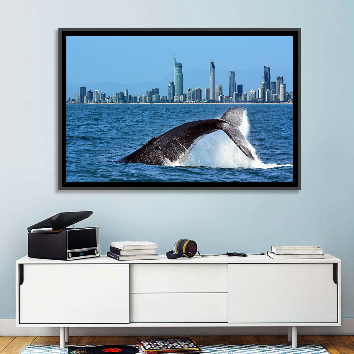Gold Coast Whale and Skyline Wall Art