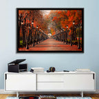 Autumn Park Path with Vintage Lampposts Wall Art