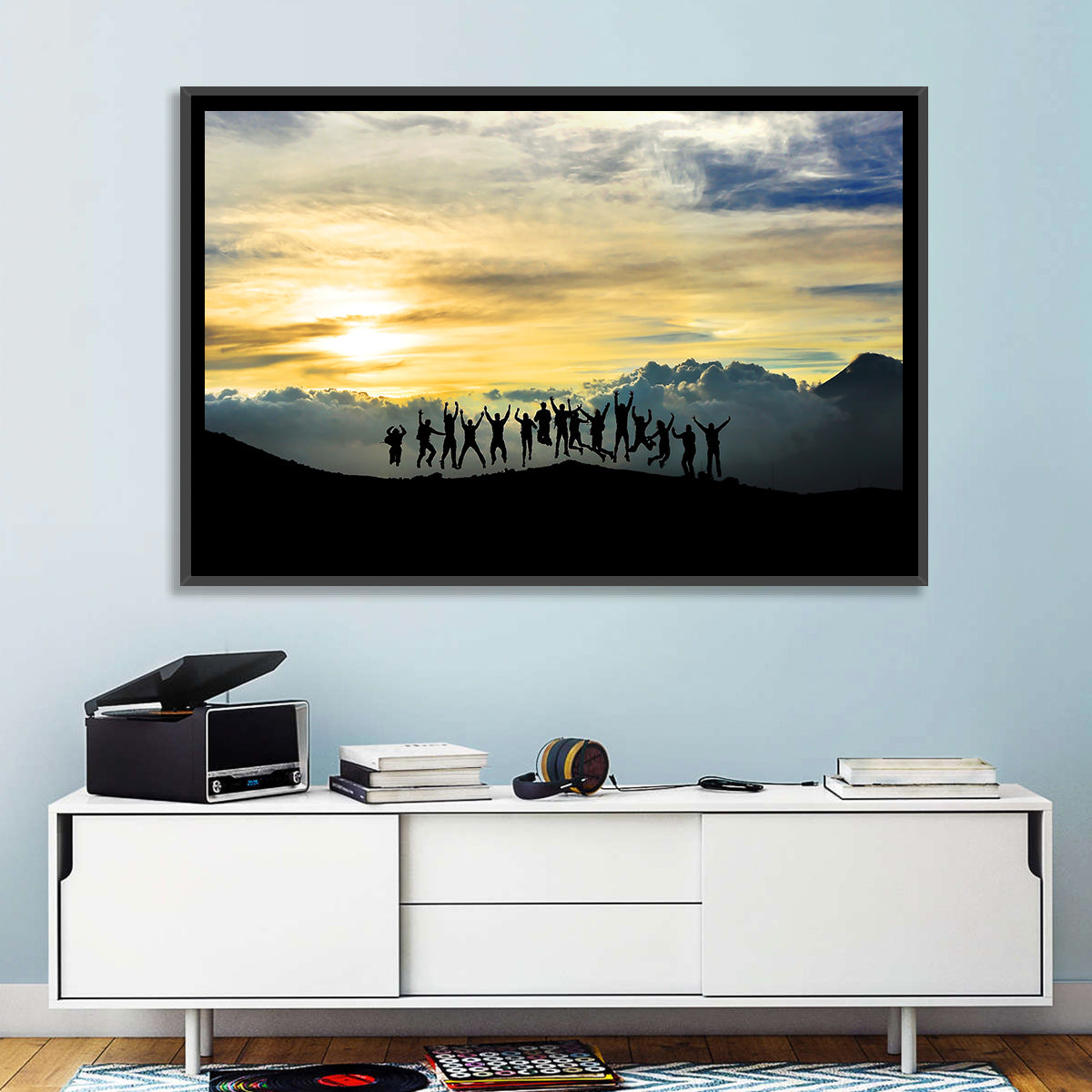 Golden Team Silhouettes at Sunset Wall Art