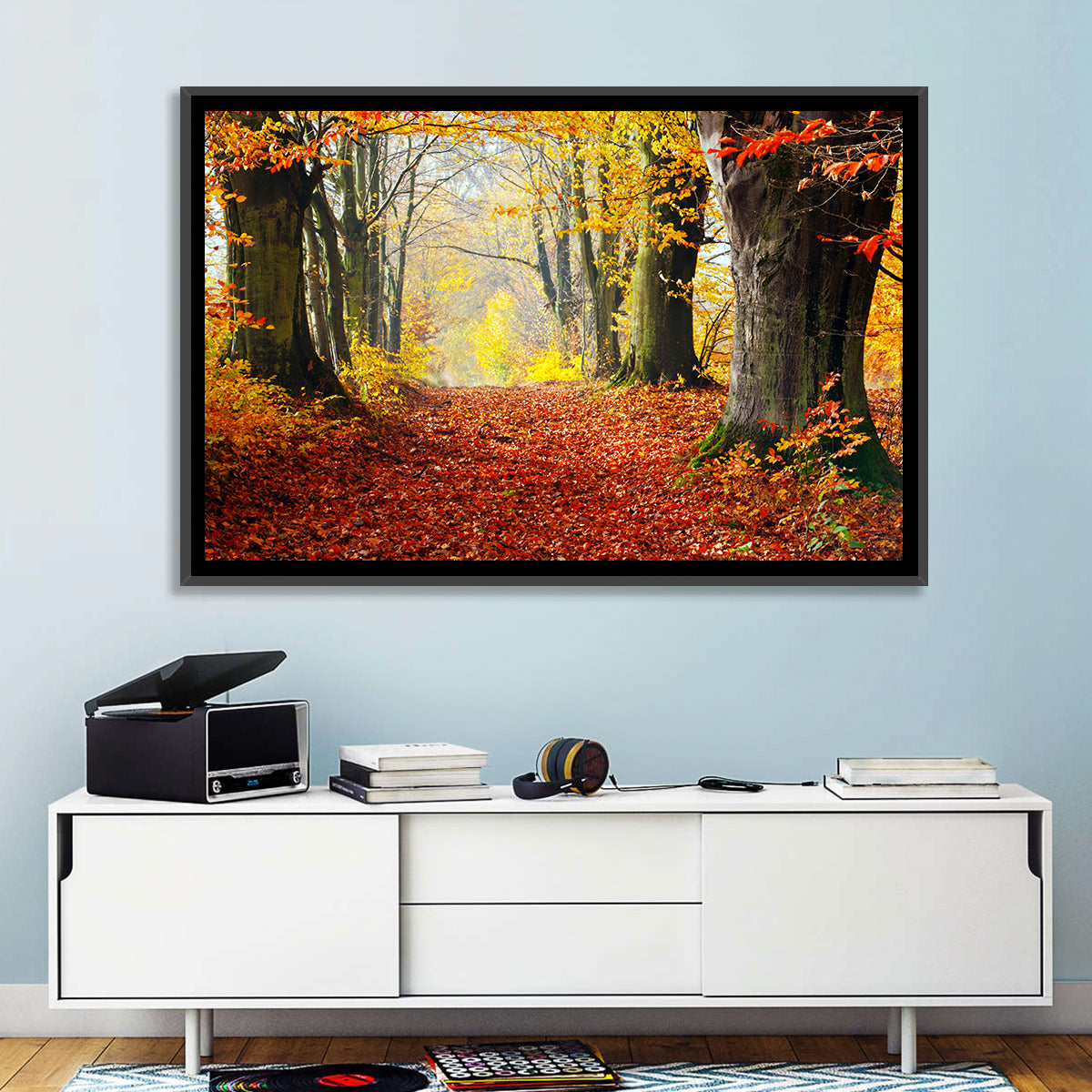Misty Autumn Forest Path Wall Art