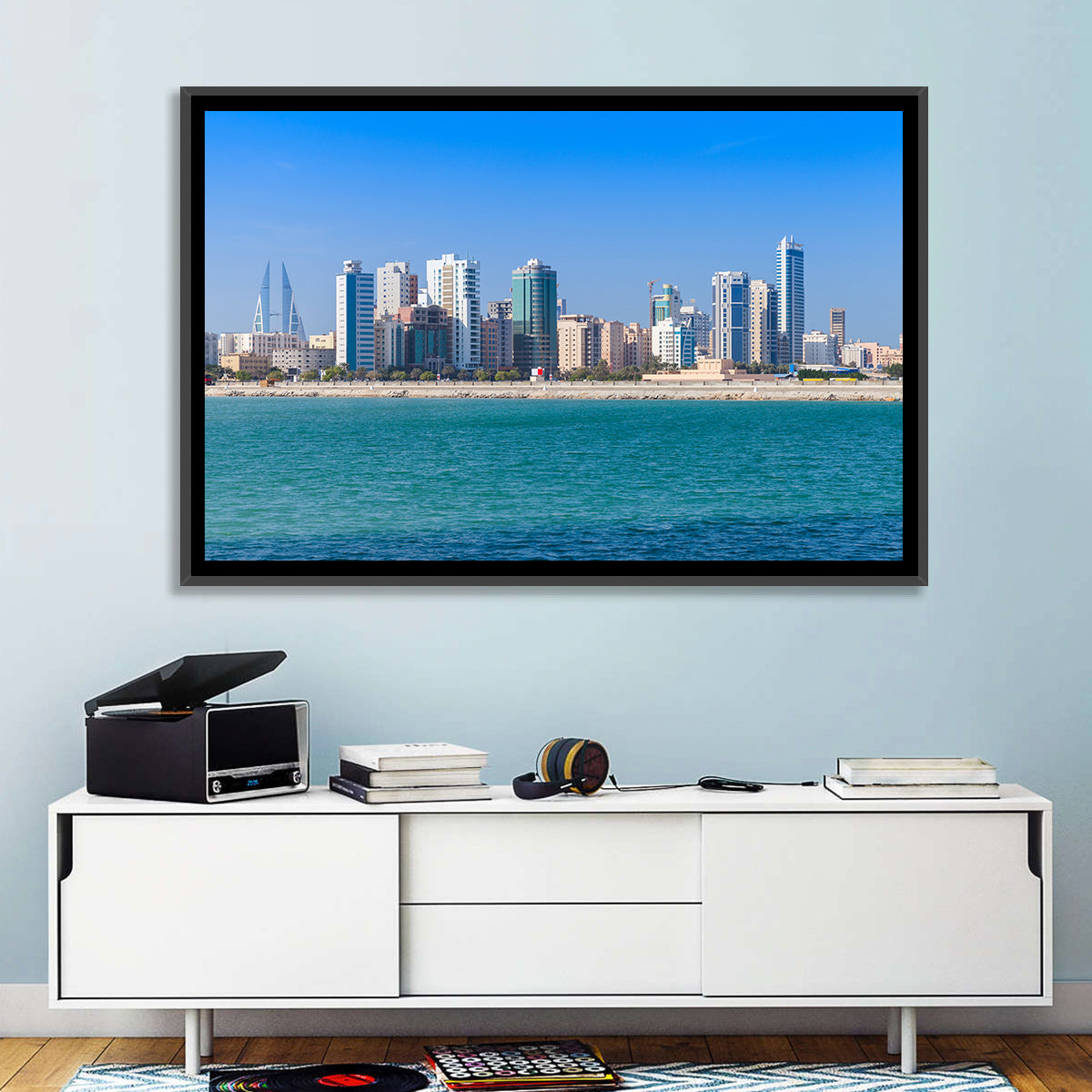 Manama Skyline, Bahrain Wall Art in a room, landscape