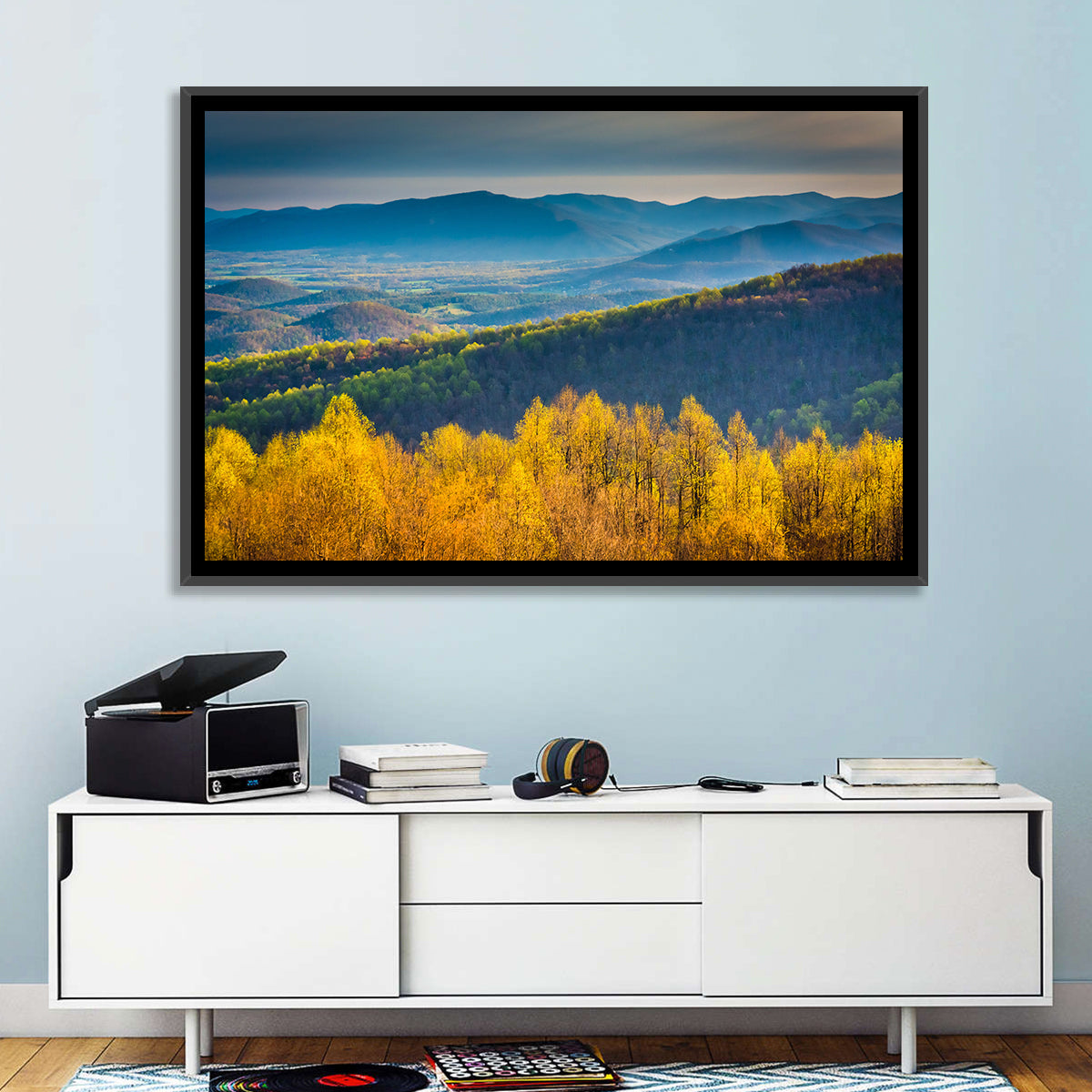 Shenandoah Golden Hour Ridge Wall Art in a room, landscape