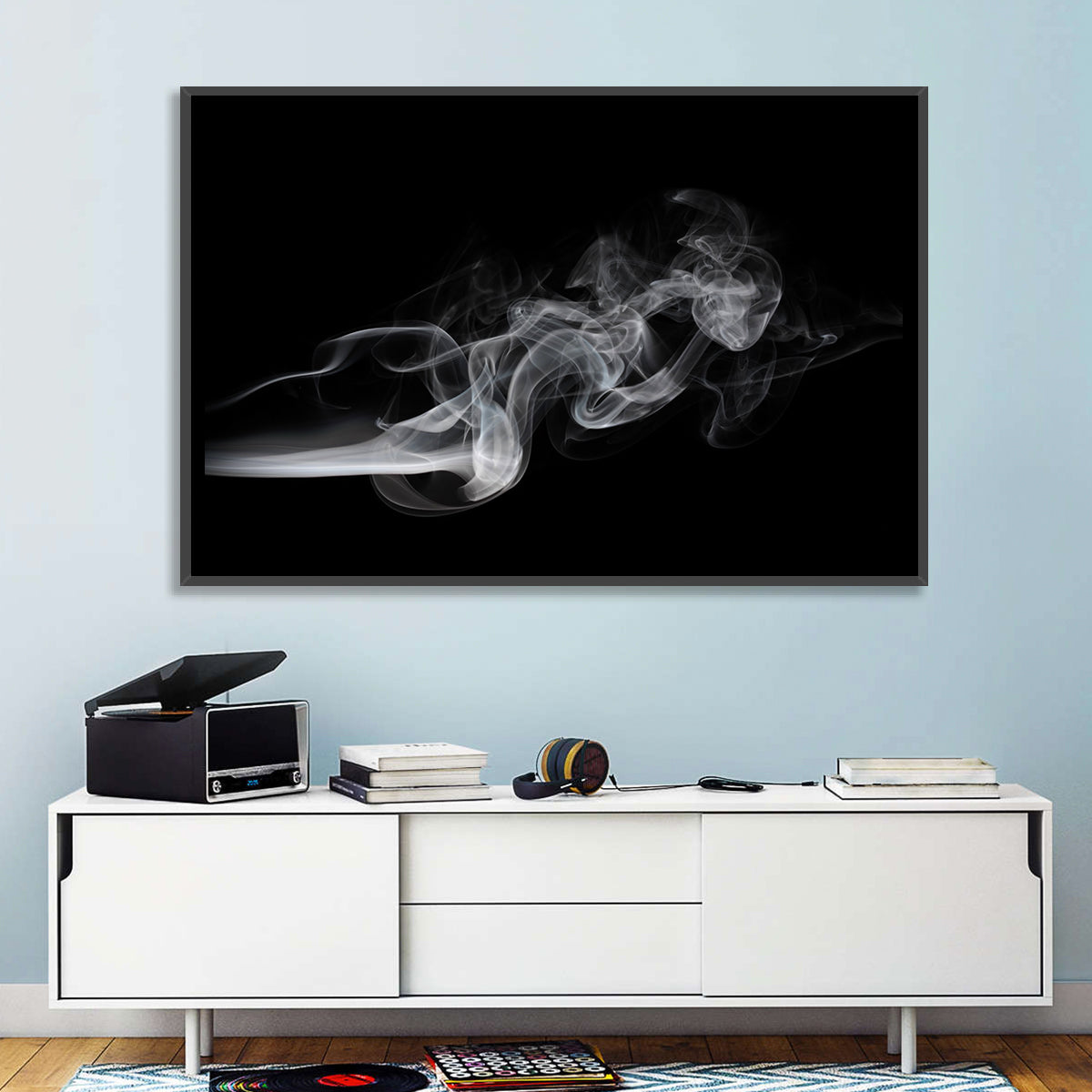 Swirling Smoke on Black Wall Art