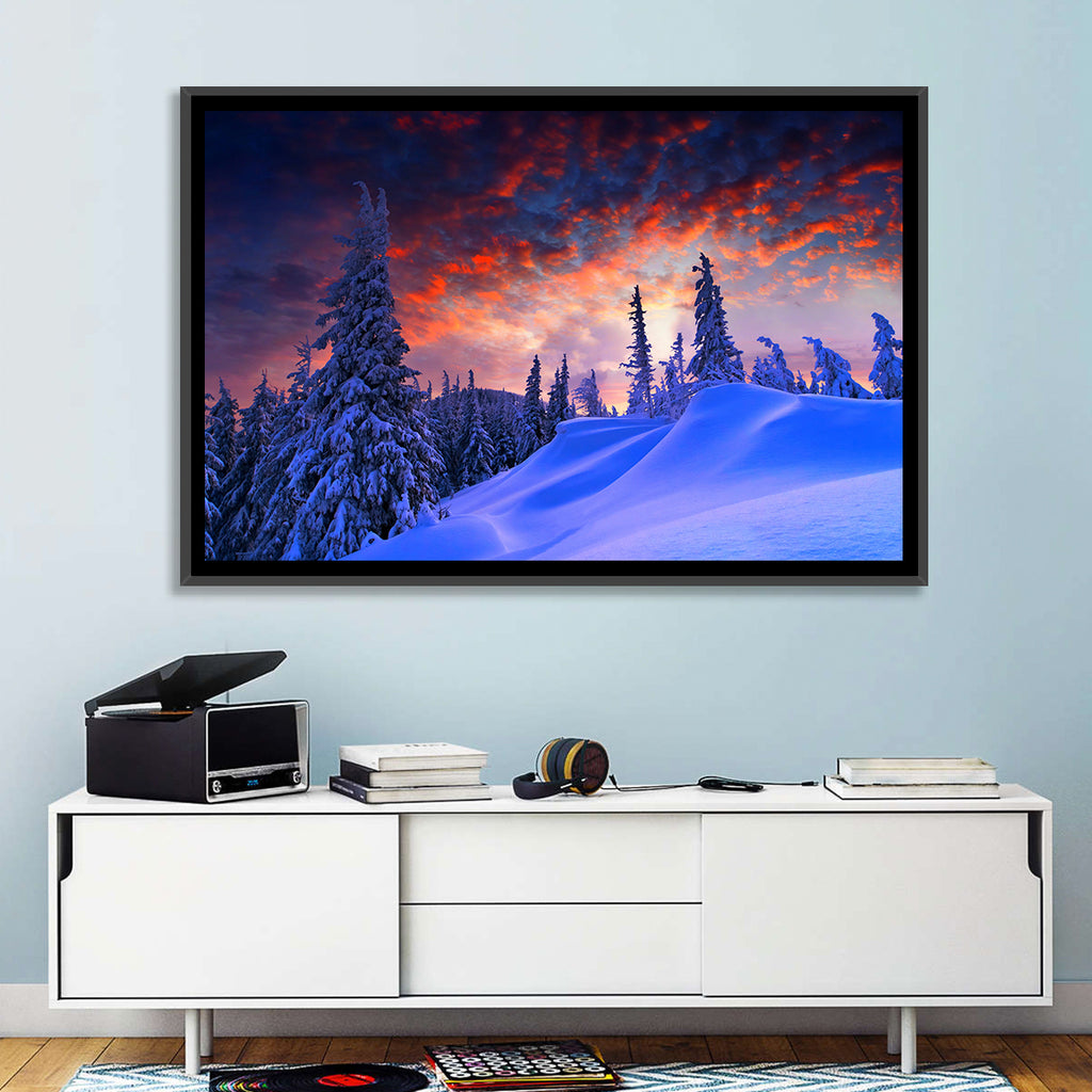 Snow-covered Mountain Sunset Wall Art