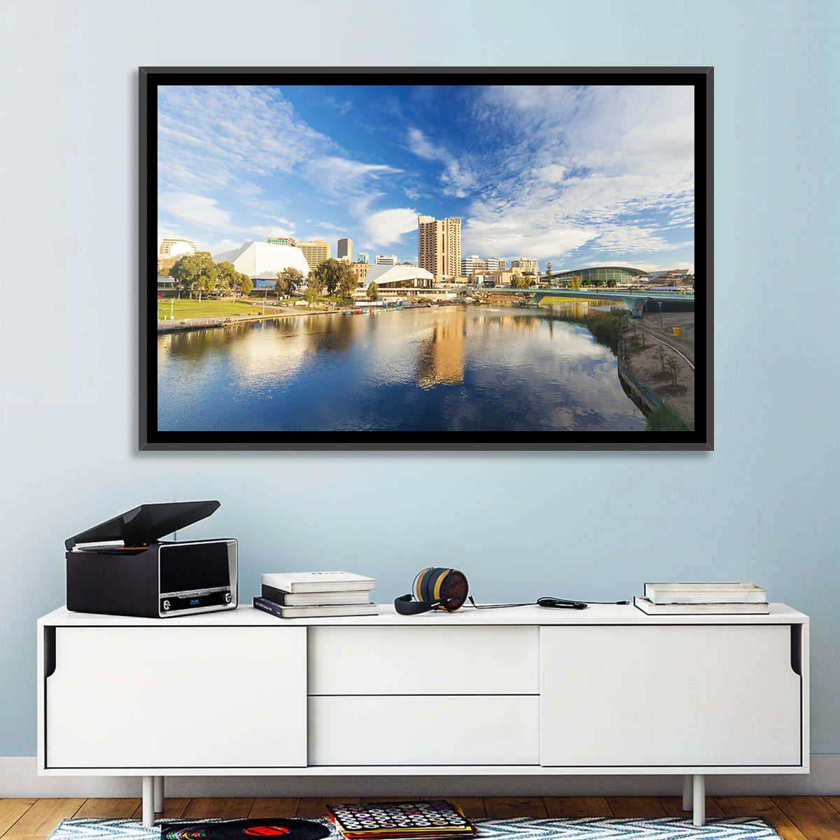 Adelaide River Torrens Skyline Wall Art in a room, landscape