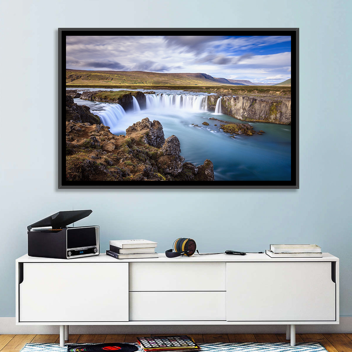 Goðafoss Waterfall, Iceland Wall Art in a room, landscape
