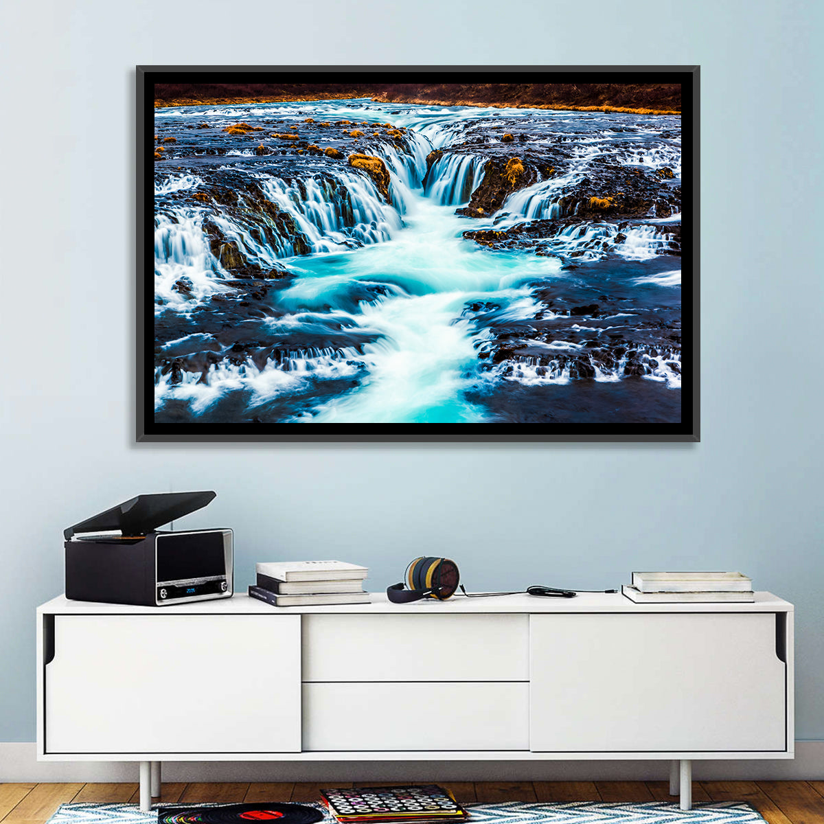 Bruarfoss Multi Tier Waterfall Wall Art in a room, landscape