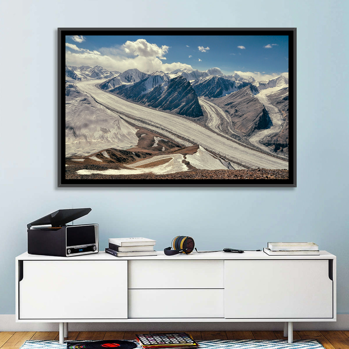 Fedchenko Glacier Vista Wall Art in a room, landscape