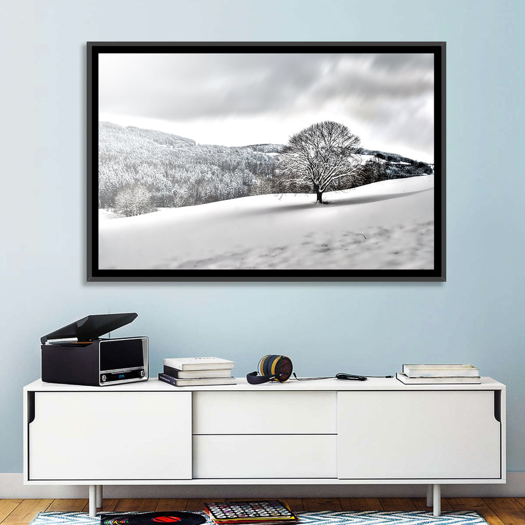 Solitary Snowy Tree Landscape Wall Art