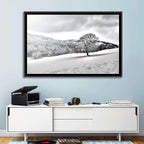 Solitary Snowy Tree Landscape Wall Art