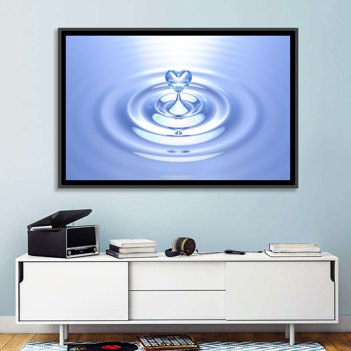 Heart-shaped Water Droplet Wall Art in a room, landscape