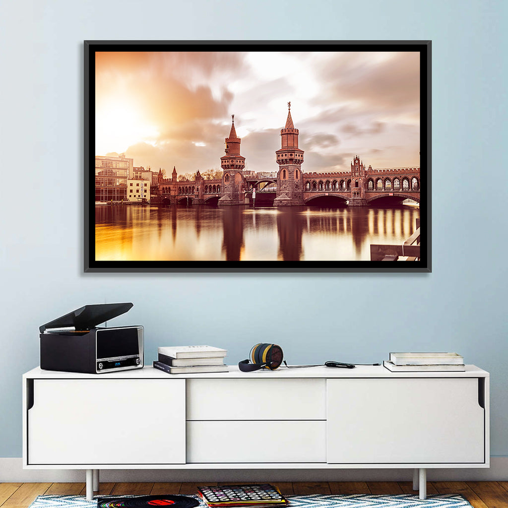 Oberbaumbruecke Sunset Reflection Berlin Wall Art