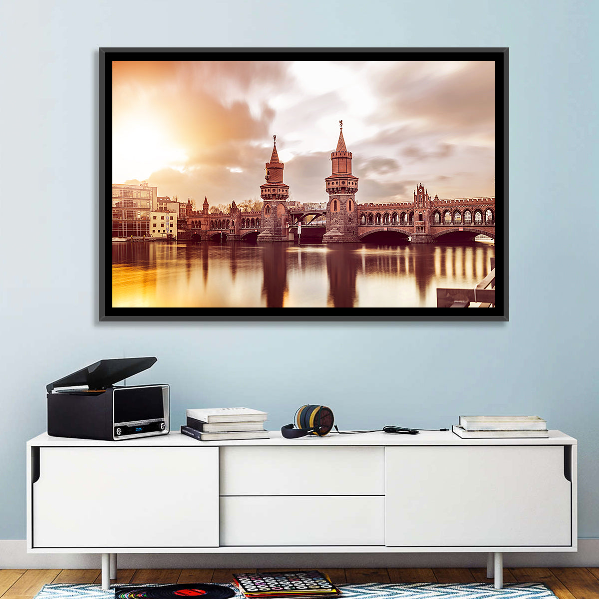 Oberbaumbruecke Sunset Reflection Berlin Wall Art