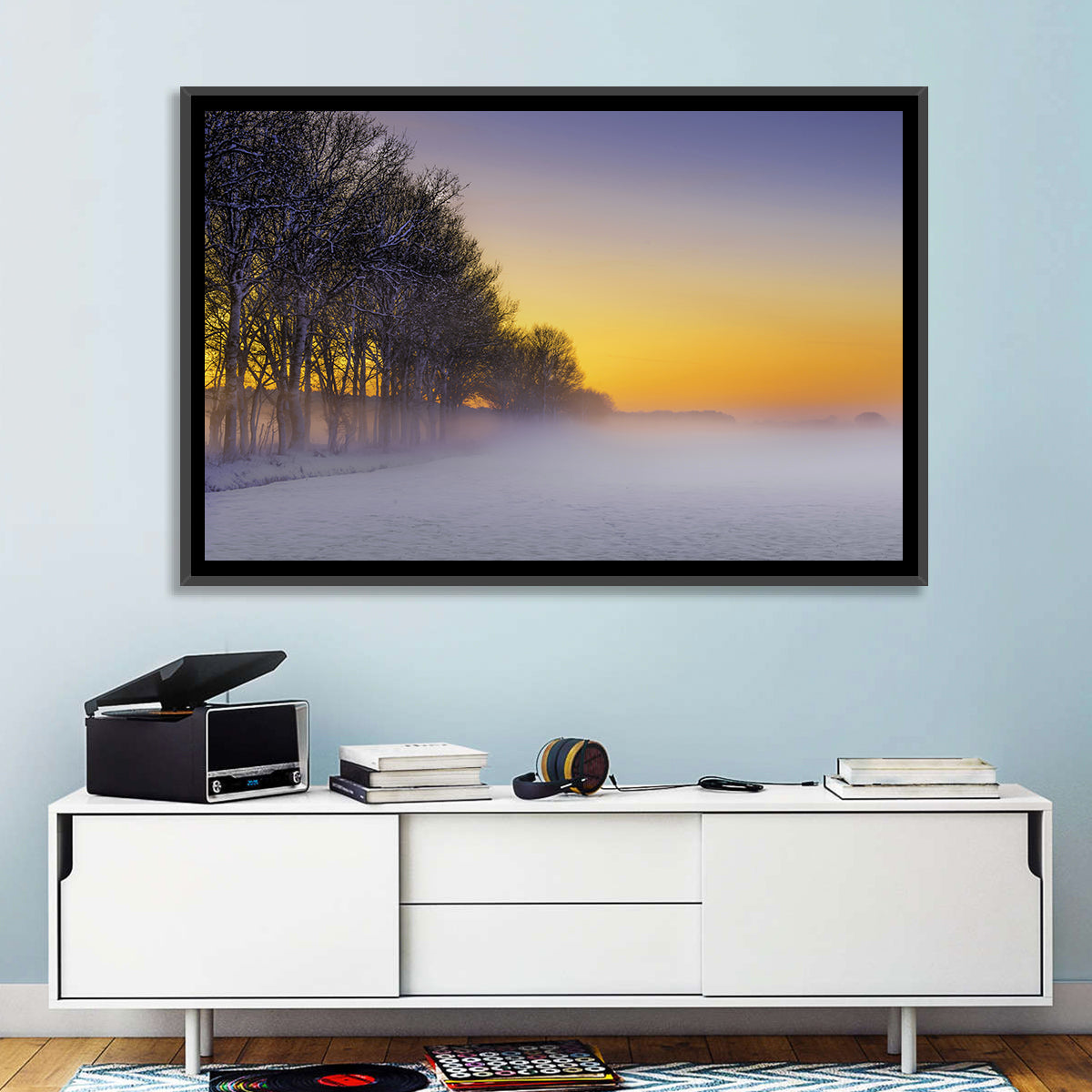 Winter Fog at Sunset Wall Art