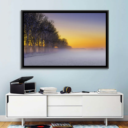 Foggy Winter Sunset Wall Art