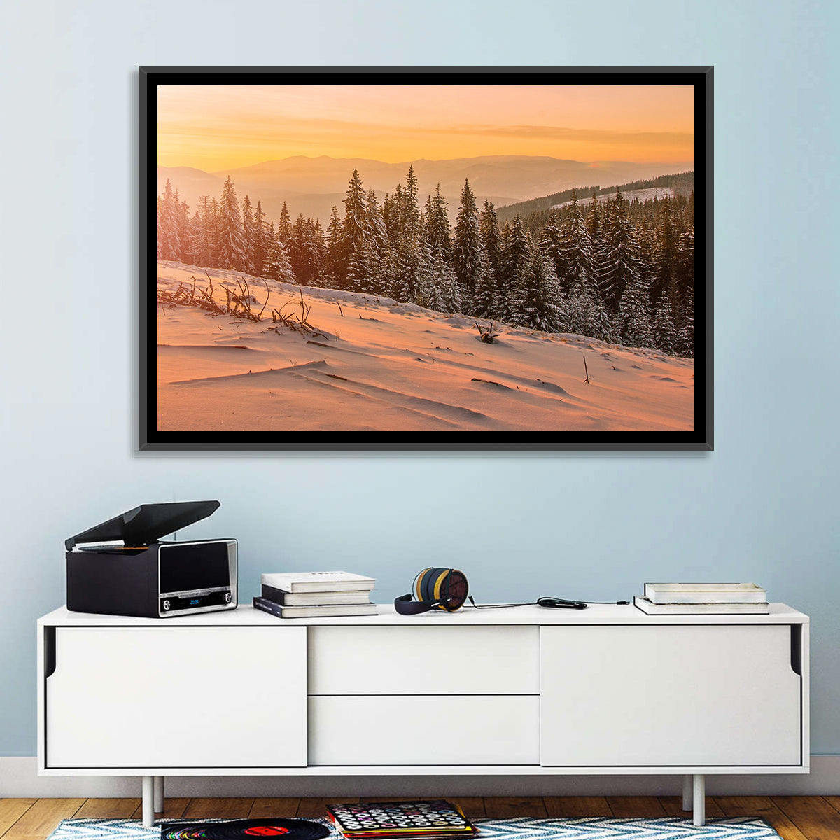 Hoverla Snowfield at Sunset Wall Art in a room, landscape