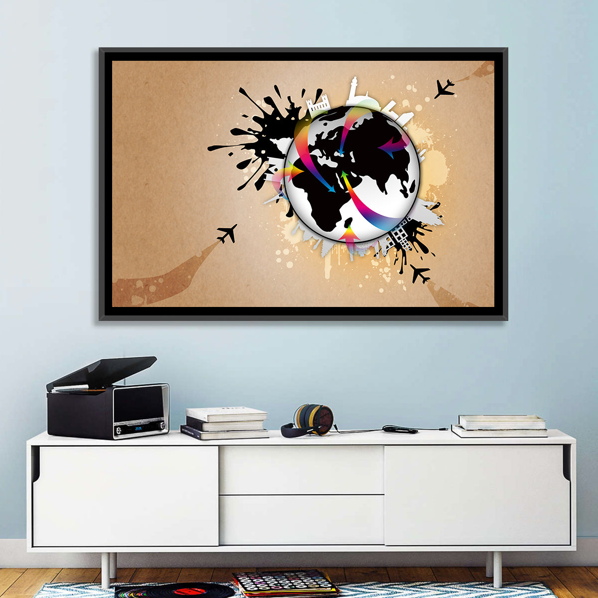 Global Travel Concept Wall Art in a room, landscape