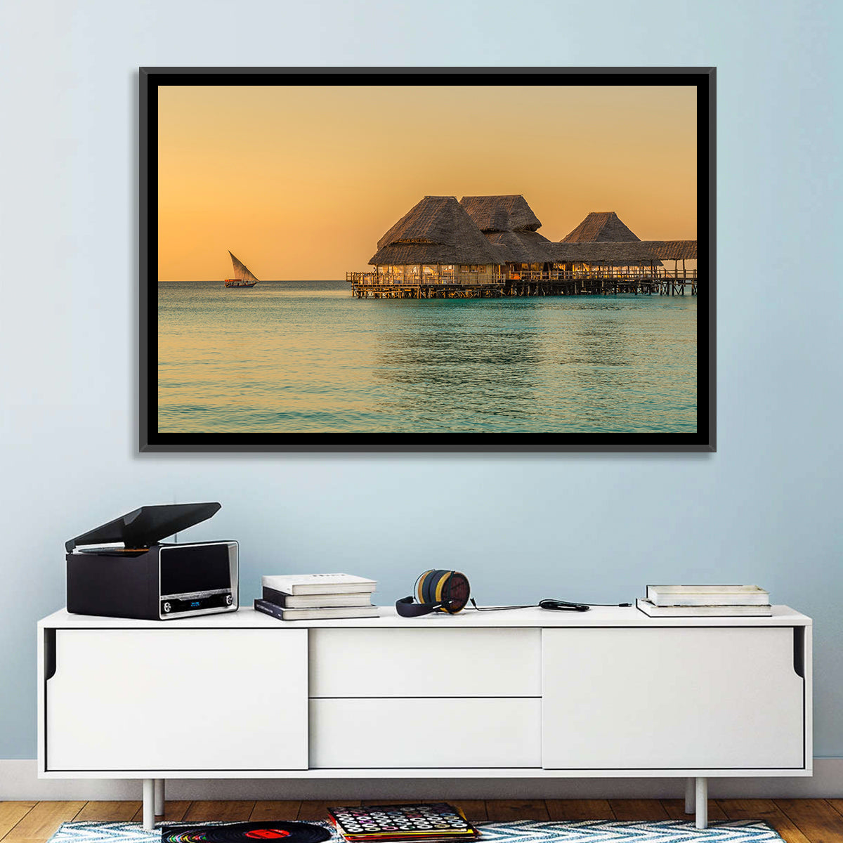 The Rock Restaurant Sunset Wall Art in a room, landscape