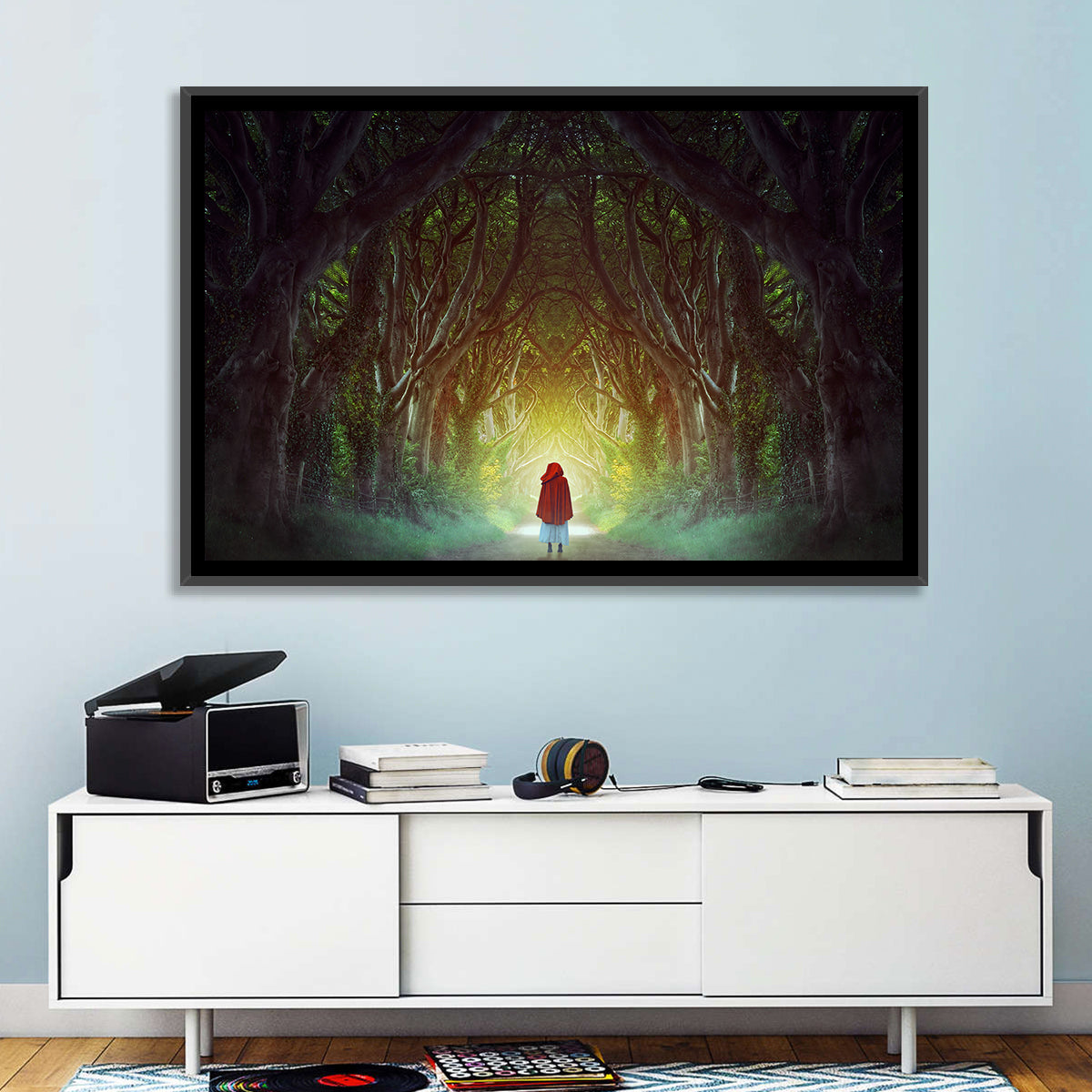Dark Hedges Pathway Wall Art in a room, landscape