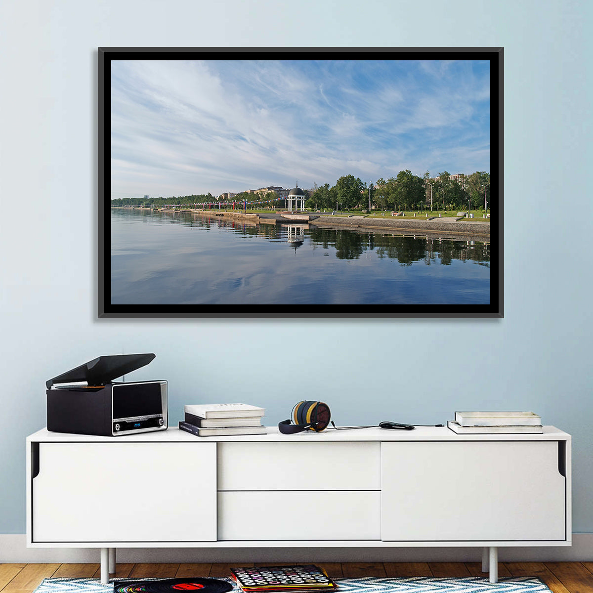 Lake Onega Promenade with Gazebo Wall Art in a room, landscape