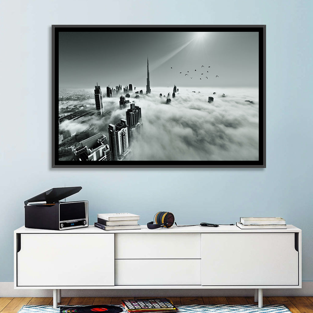 Burj Khalifa Rising Through Morning Fog Wall Art