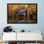 Autumn Flooded Log Cabin Wall Art