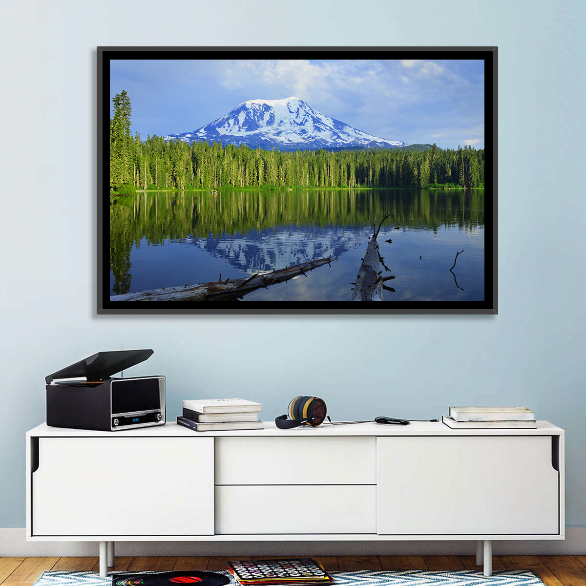 Mount Adams Reflection at Takhlakh Lake Wall Art in a room, landscape