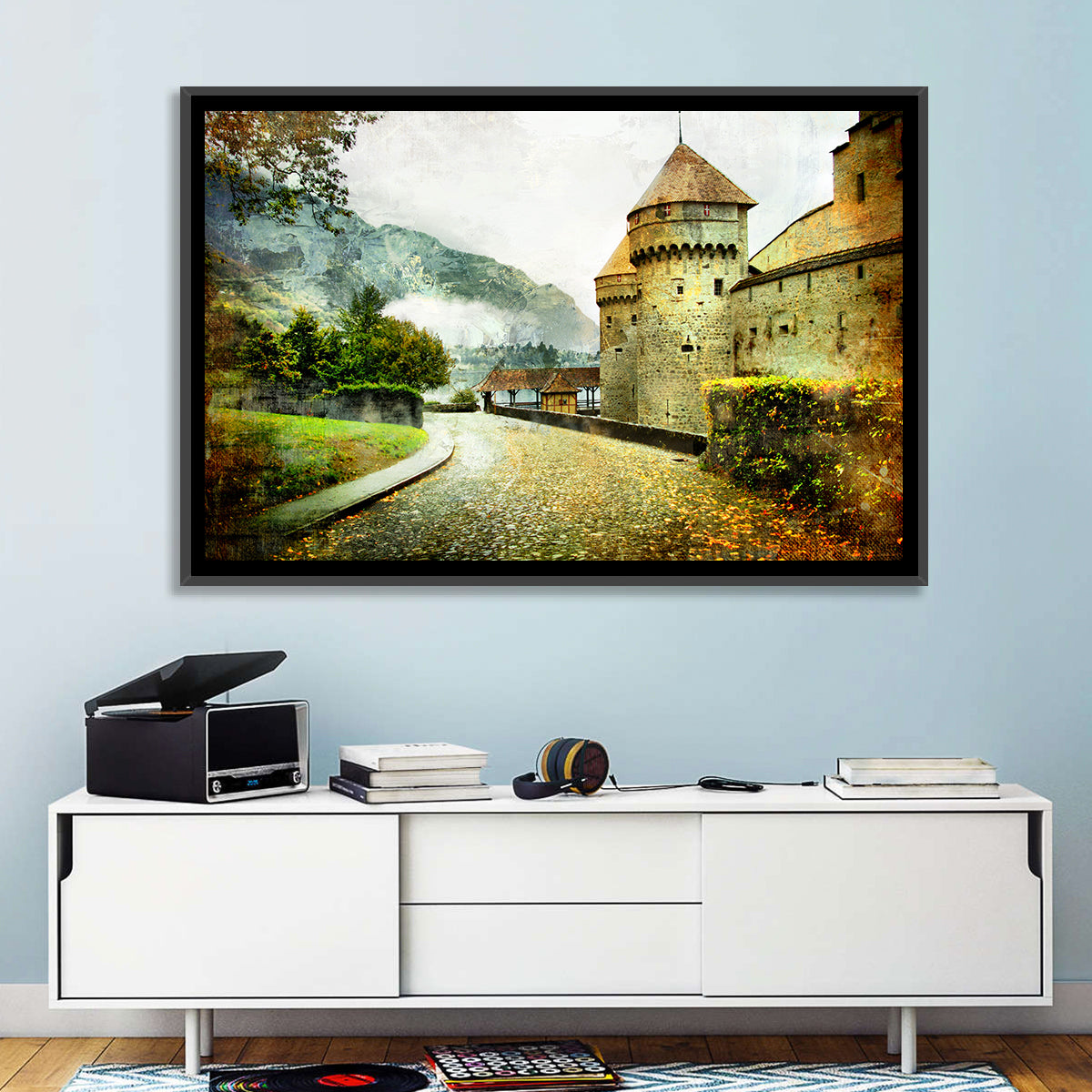 Autumn Approach to Chillon Castle Wall Art