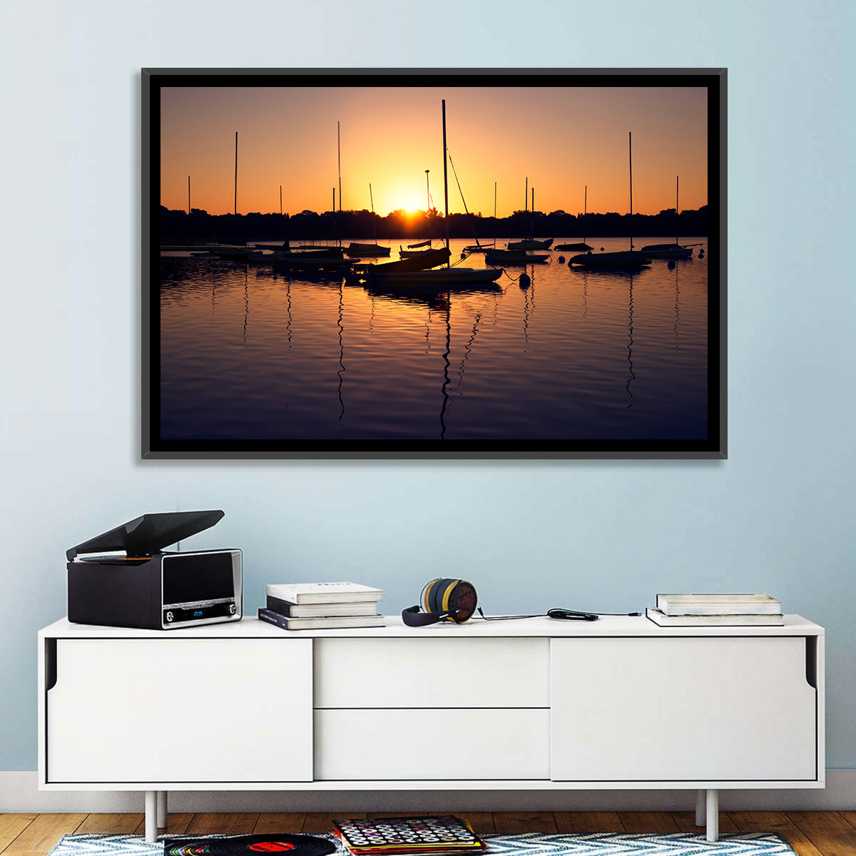 Lake Harriet Golden Sunrise Wall Art in a room, landscape