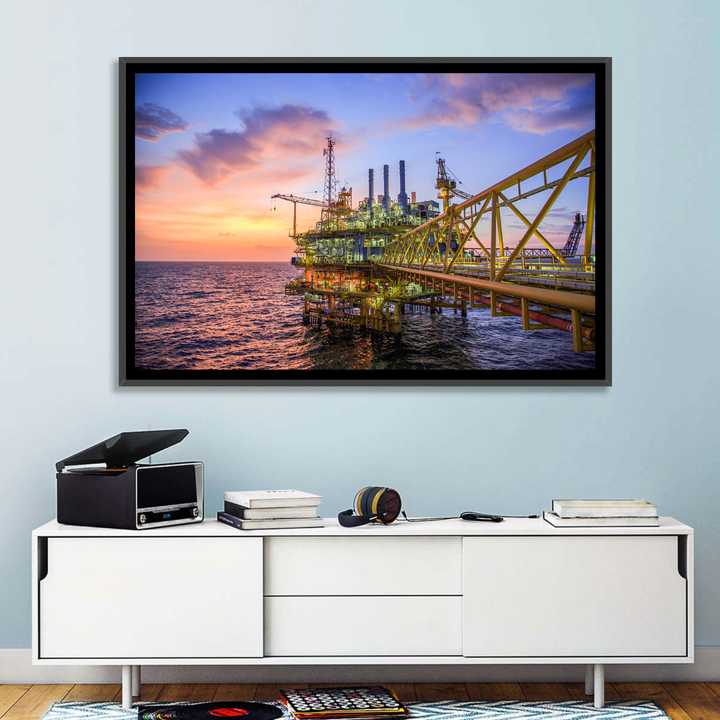 Golden Hour Offshore Oil Rig Wall Art