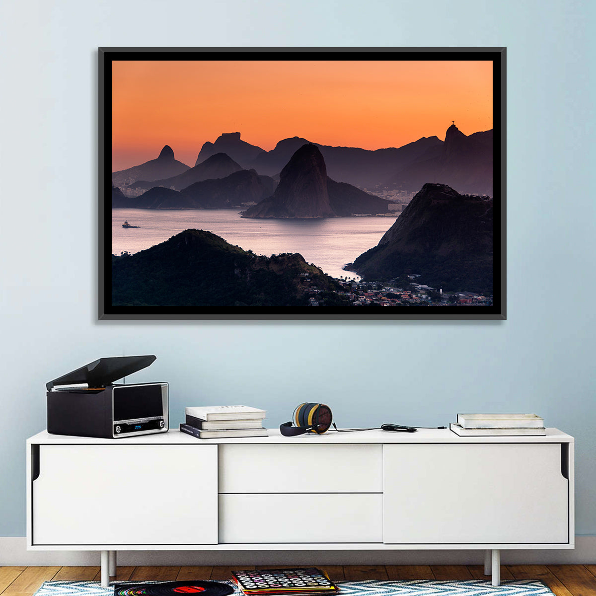 Sugarloaf and Corcovado at Sunset Wall Art in a room, landscape