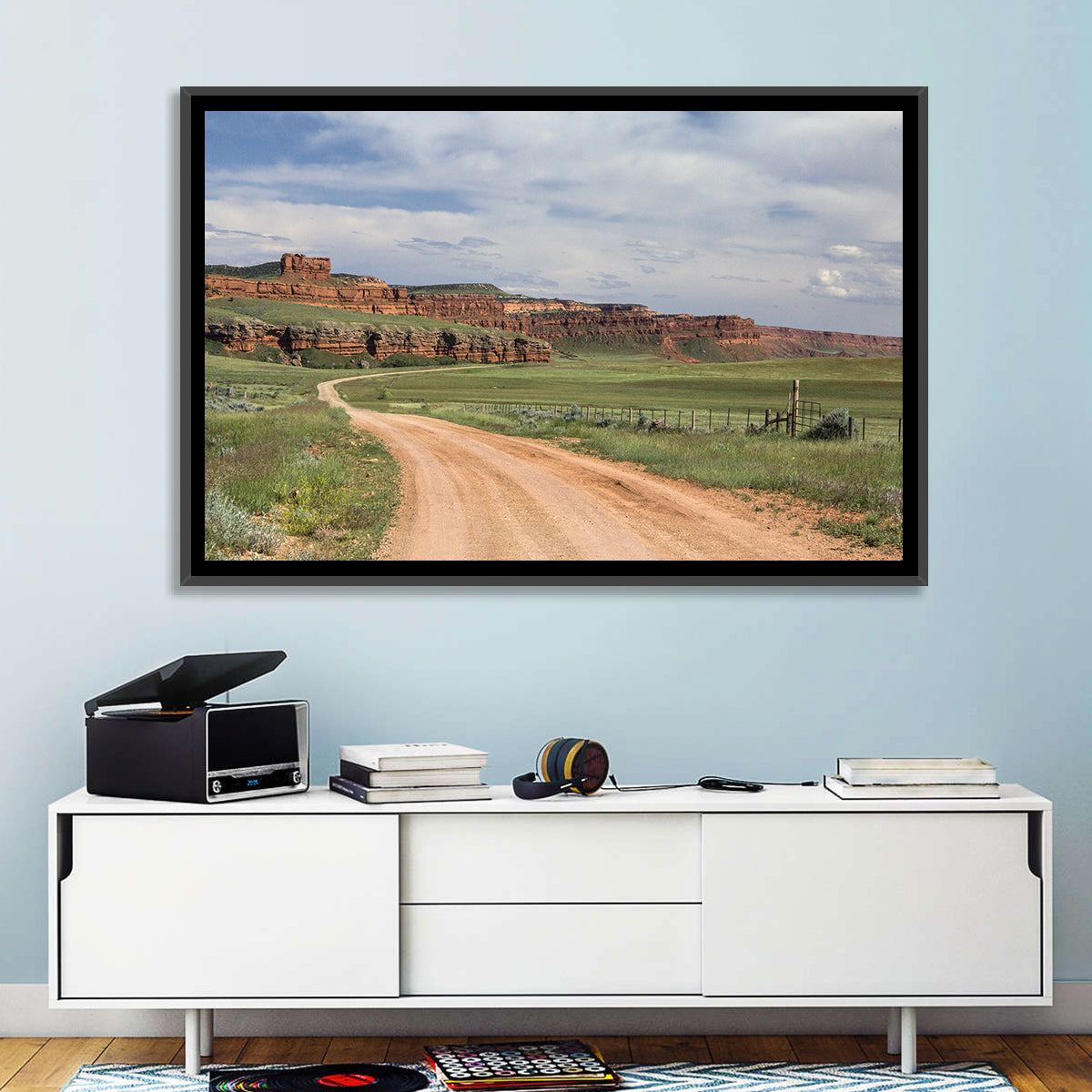 Kaycee Red Cliffs Wall Art in a room, landscape