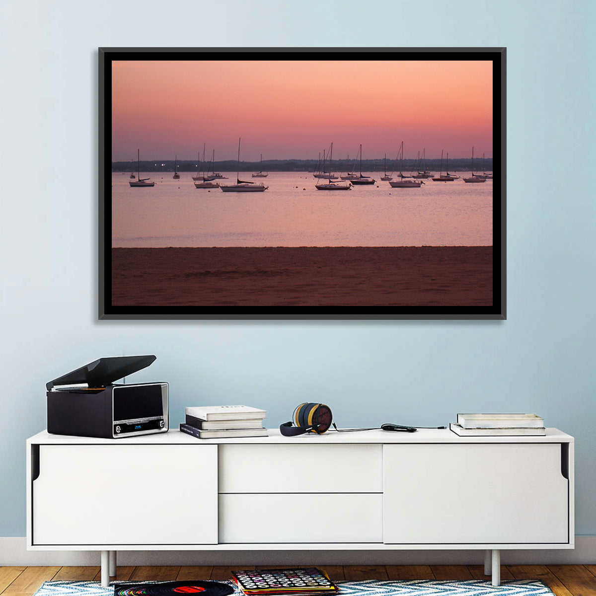 East Haven Beach Sunset Wall Art in a room, landscape