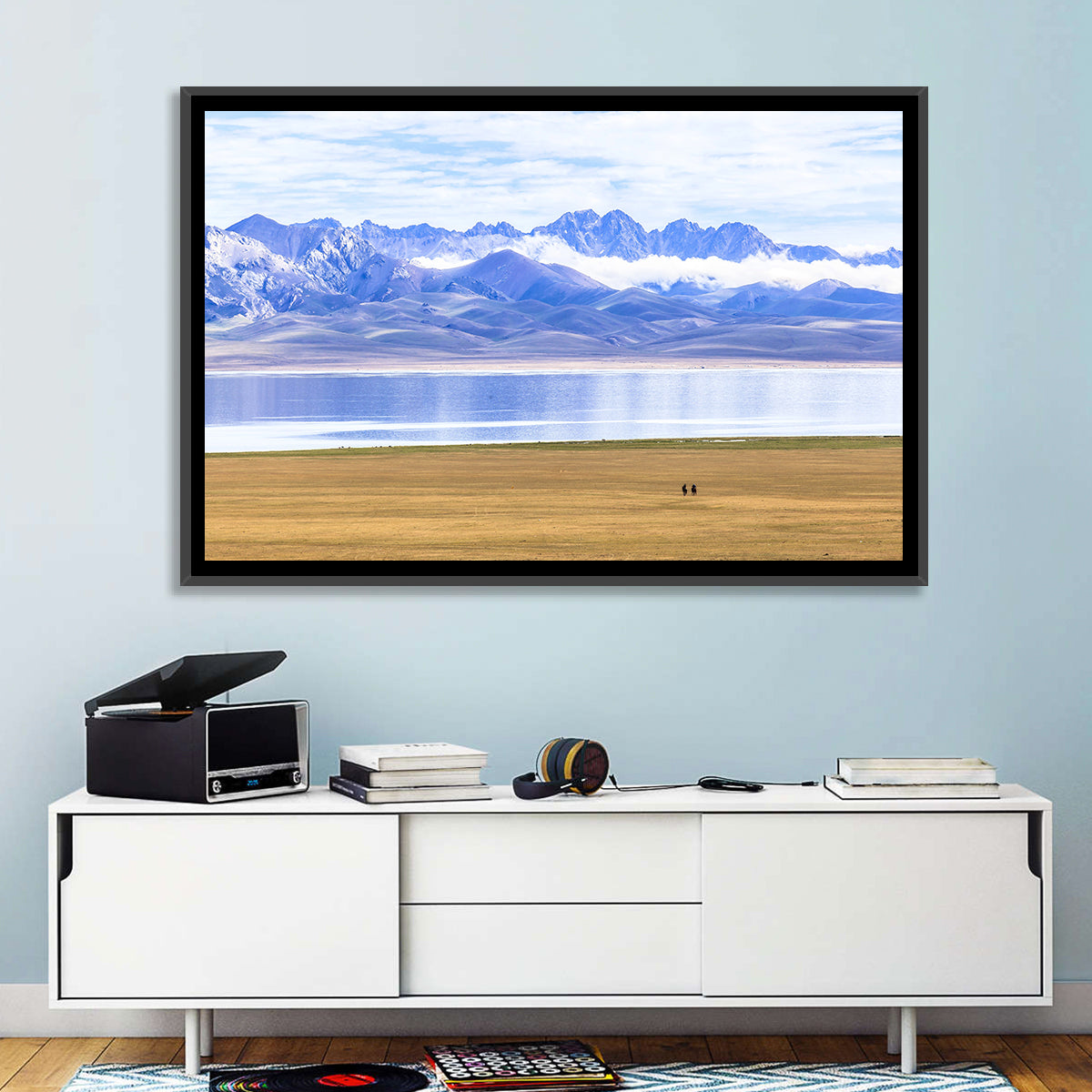 Song Kul Lake Silhouettes Wall Art in a room, landscape
