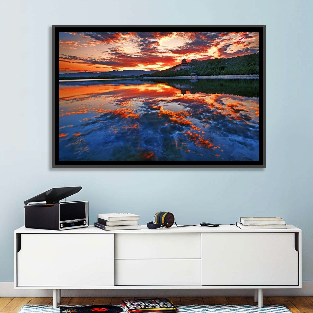 Kunming Lake Sunset, Summer Palace Wall Art in a room, landscape
