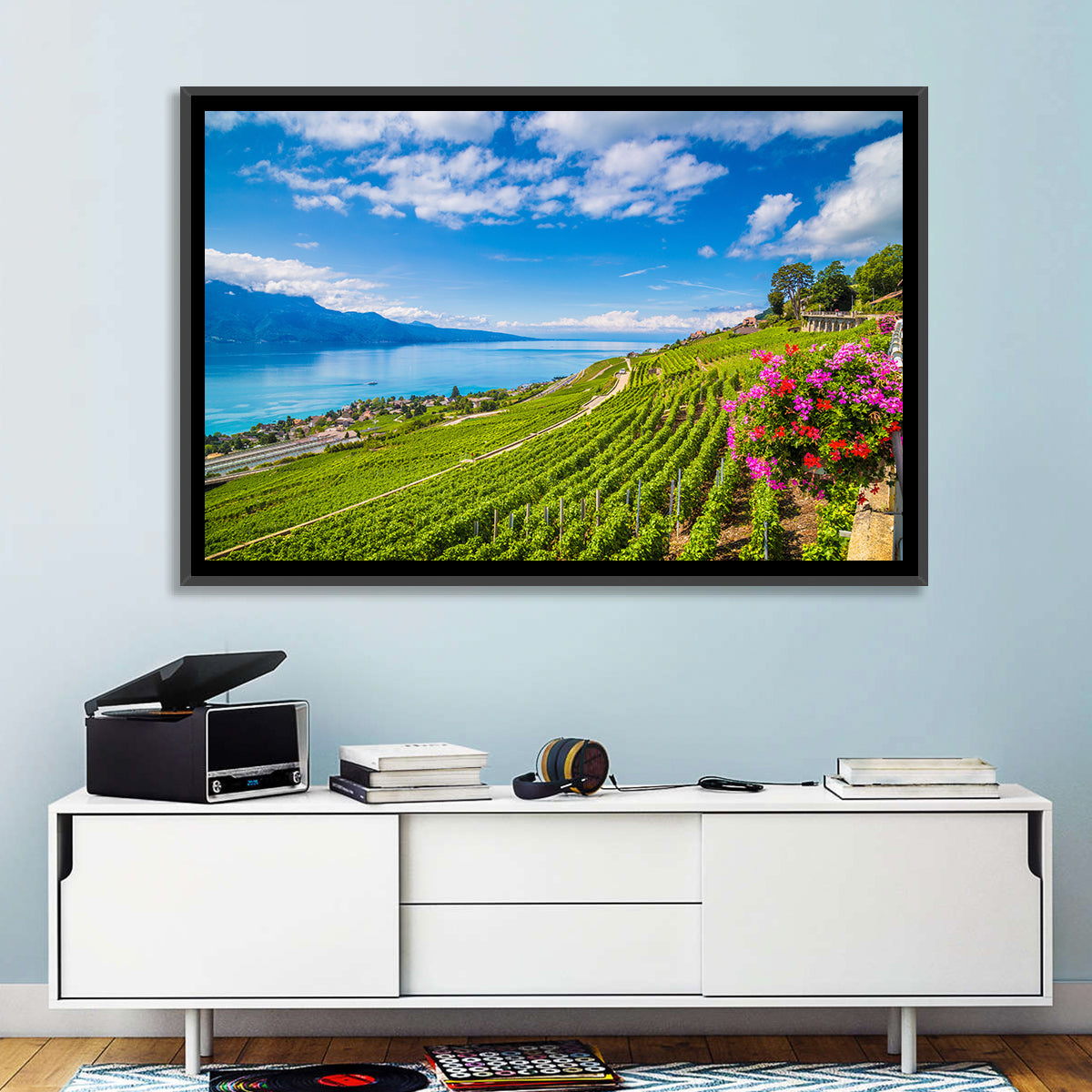 Lavaux Wine Region Wall Art in a room, landscape