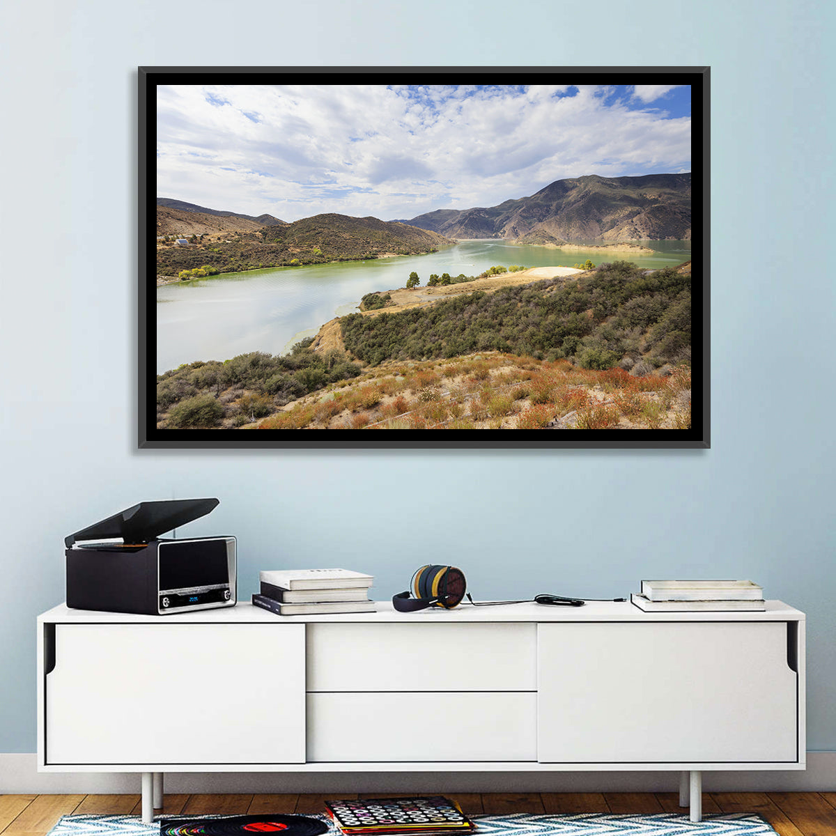 Pyramid Lake Vista Wall Art in a room, landscape