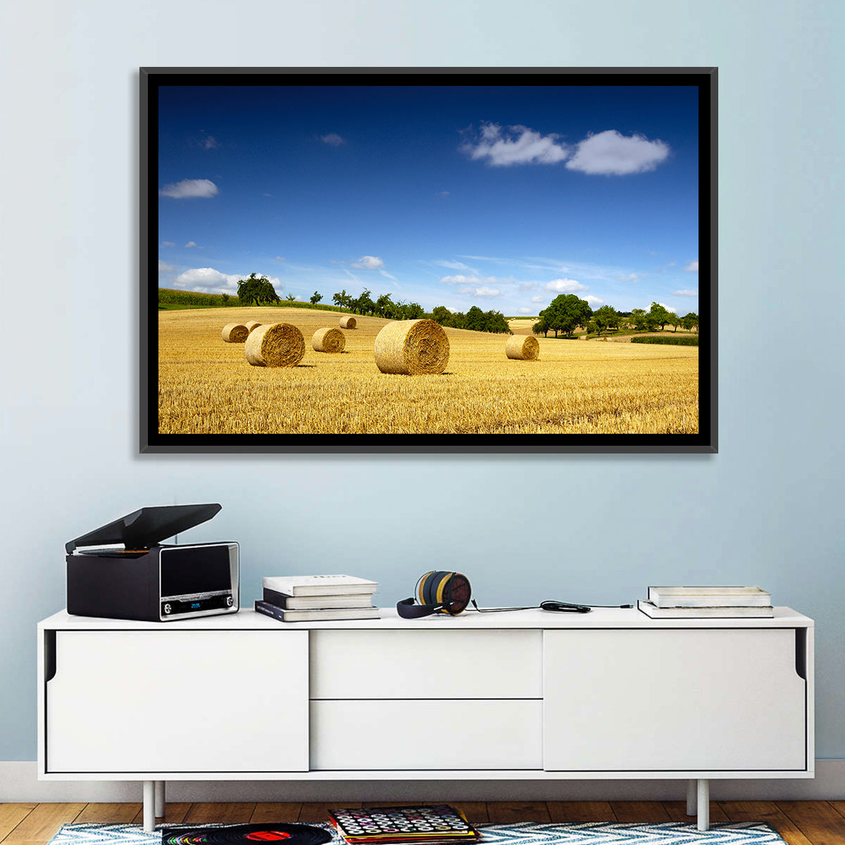 Late Summer Straw Bales Wall Art in a room, landscape