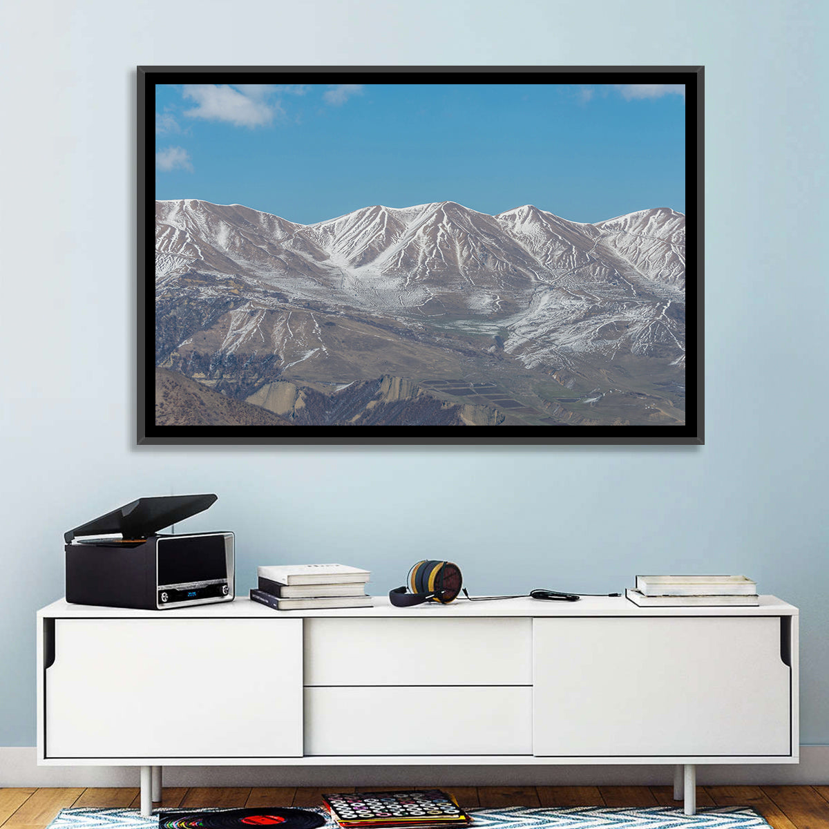 Qusar Mountains Wall Art in a room, landscape