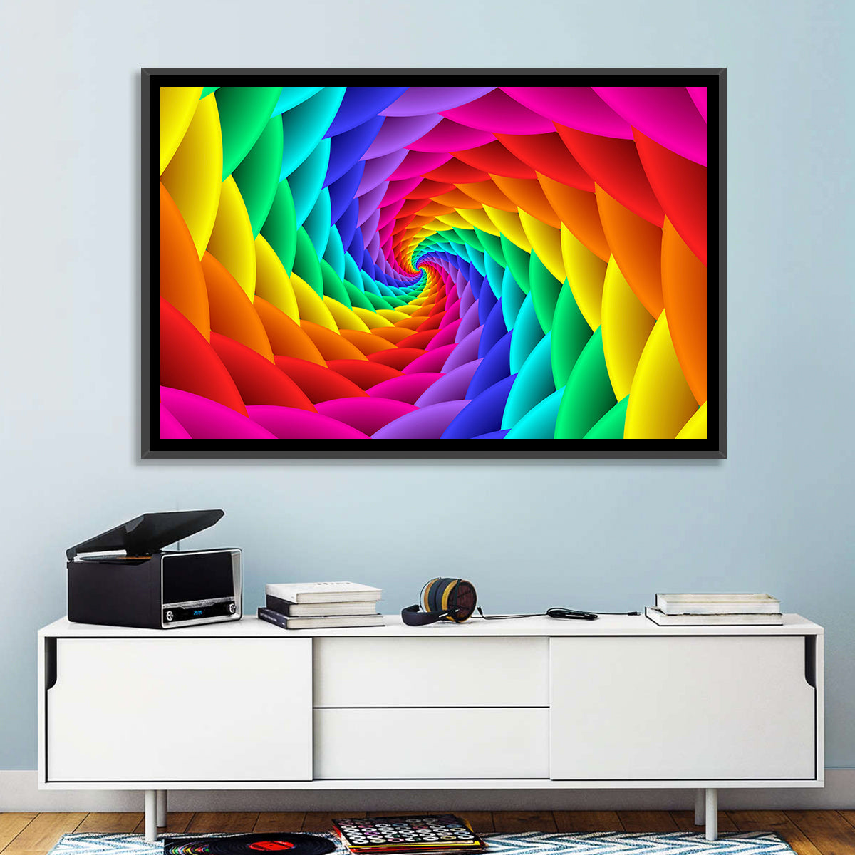 Rainbow Spiral Vortex Tunnel Wall Art
