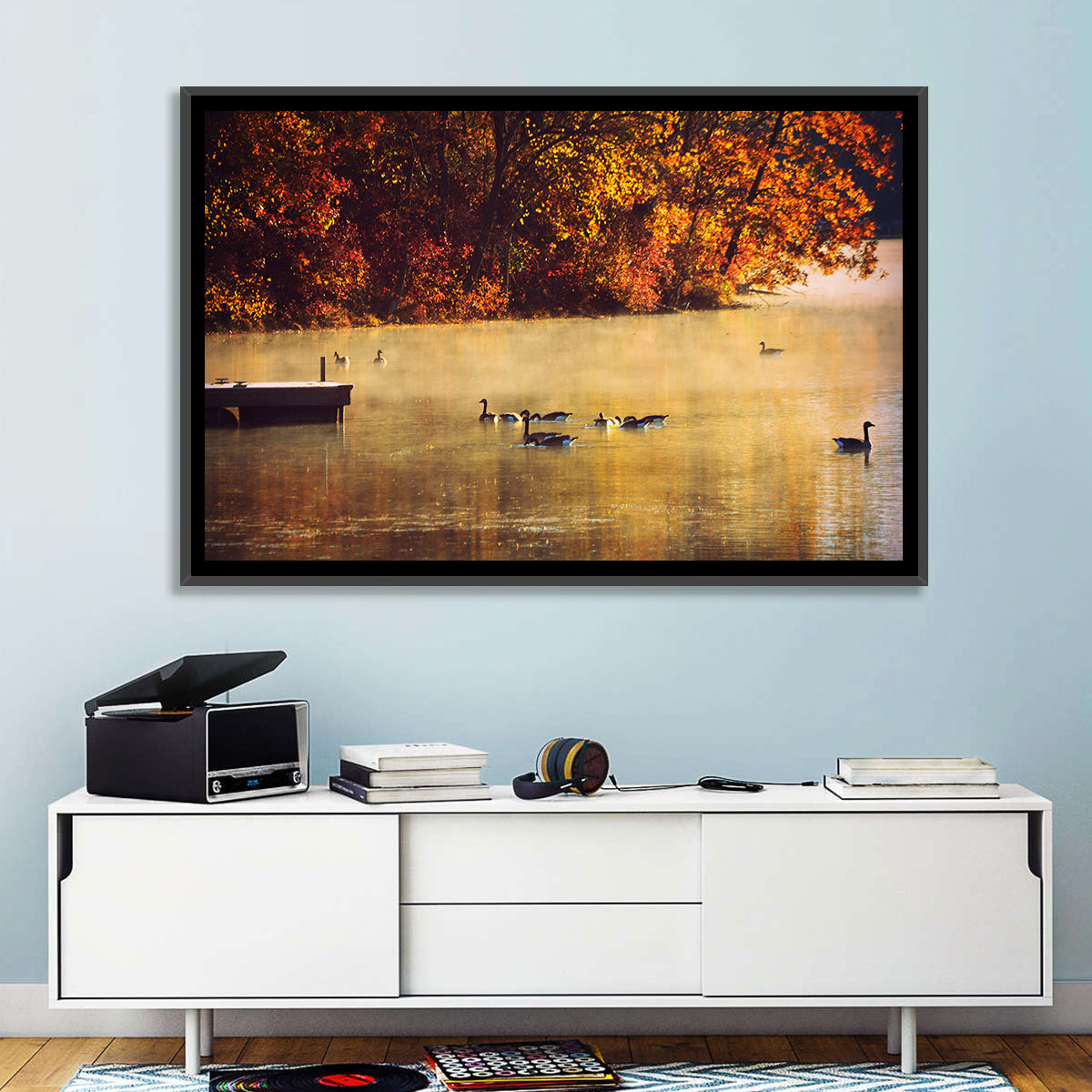 Governor Dodge Misty Lake Wall Art in a room, landscape