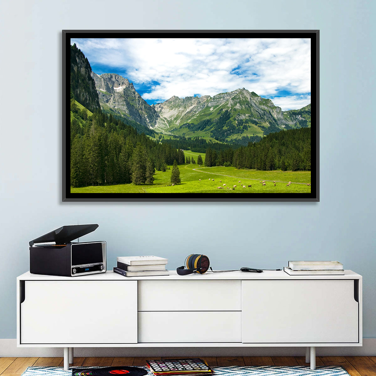 Arnibach Valley Summer Meadow Wall Art in a room, landscape